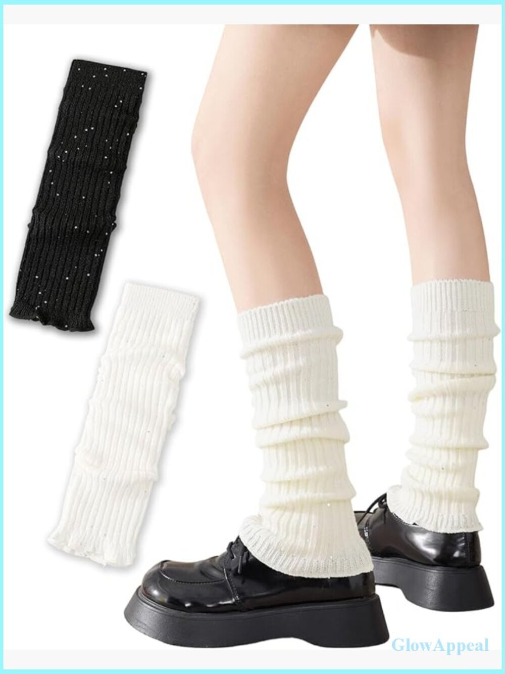 Knit Ruffle Leg Warmers Y2k Winter Sequins Kawaii Harajuku Accessories